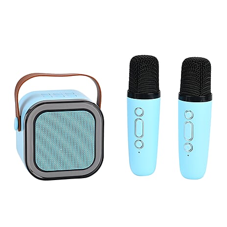 Karaoke Bluetooth Speaker with 2xMicrophones & RGB color changing light  - Blue