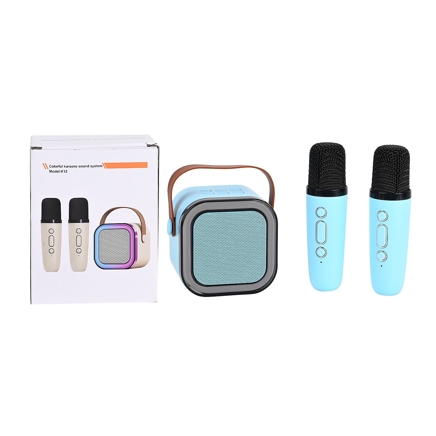 Karaoke Bluetooth Speaker with 2xMicrophones & RGB color changing light  - Blue