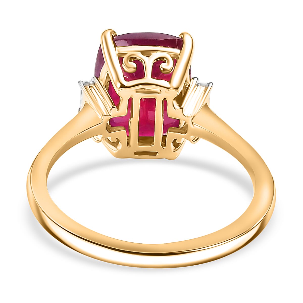 9K Yellow Gold African Ruby & Moissanite Ring 4.73 Ct.