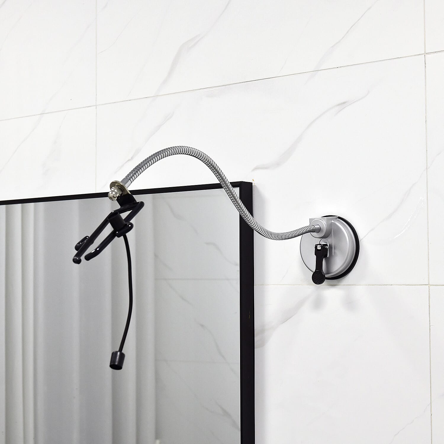 Suction Cup Hair Dryer Holder - Black & Silver