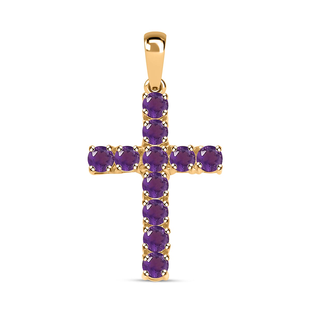 Birthstone Cross Collection - 9K Yellow Gold AA African Amethyst Cross Cross Pendant