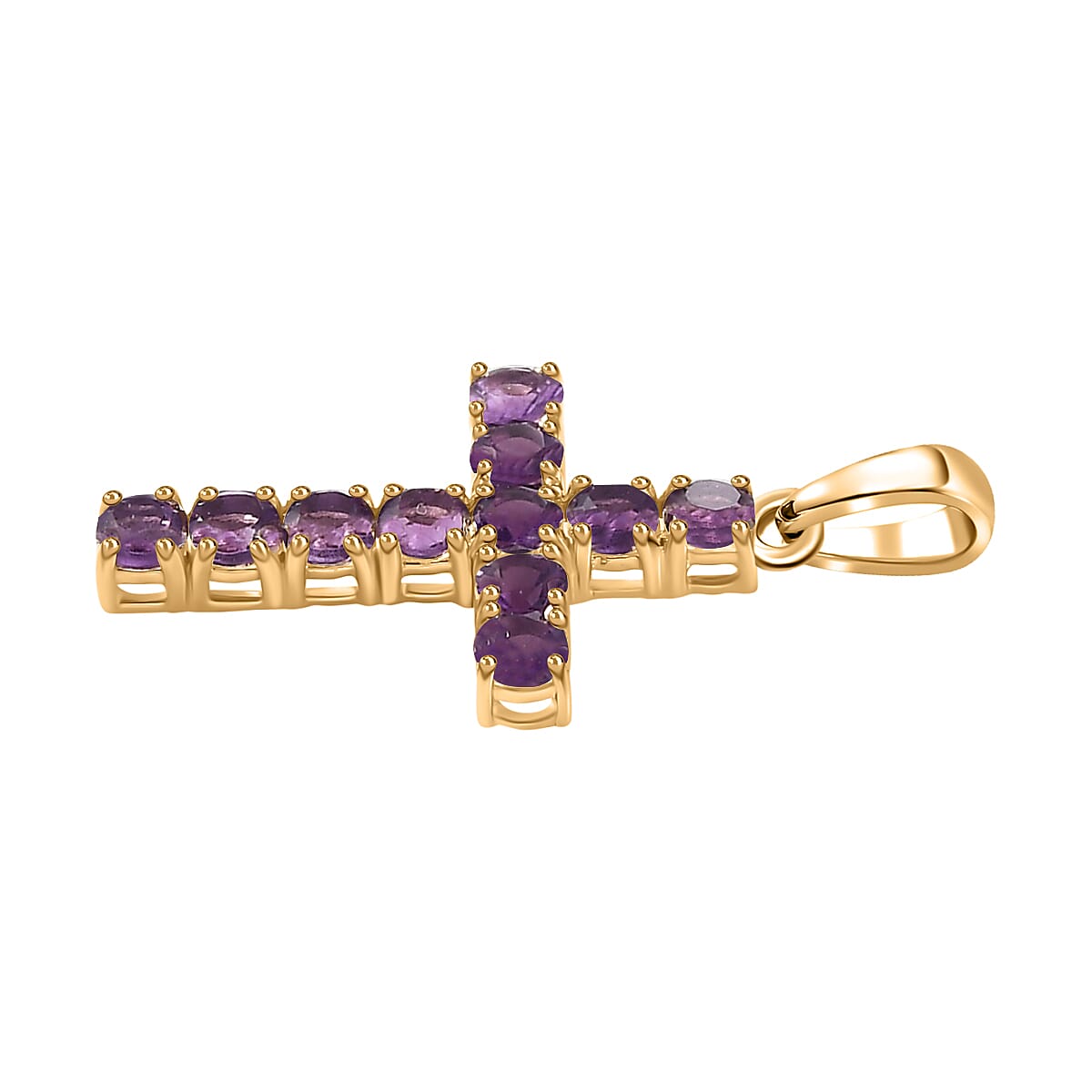 Birthstone Cross Collection - 9K Yellow Gold AA African Amethyst Cross Cross Pendant