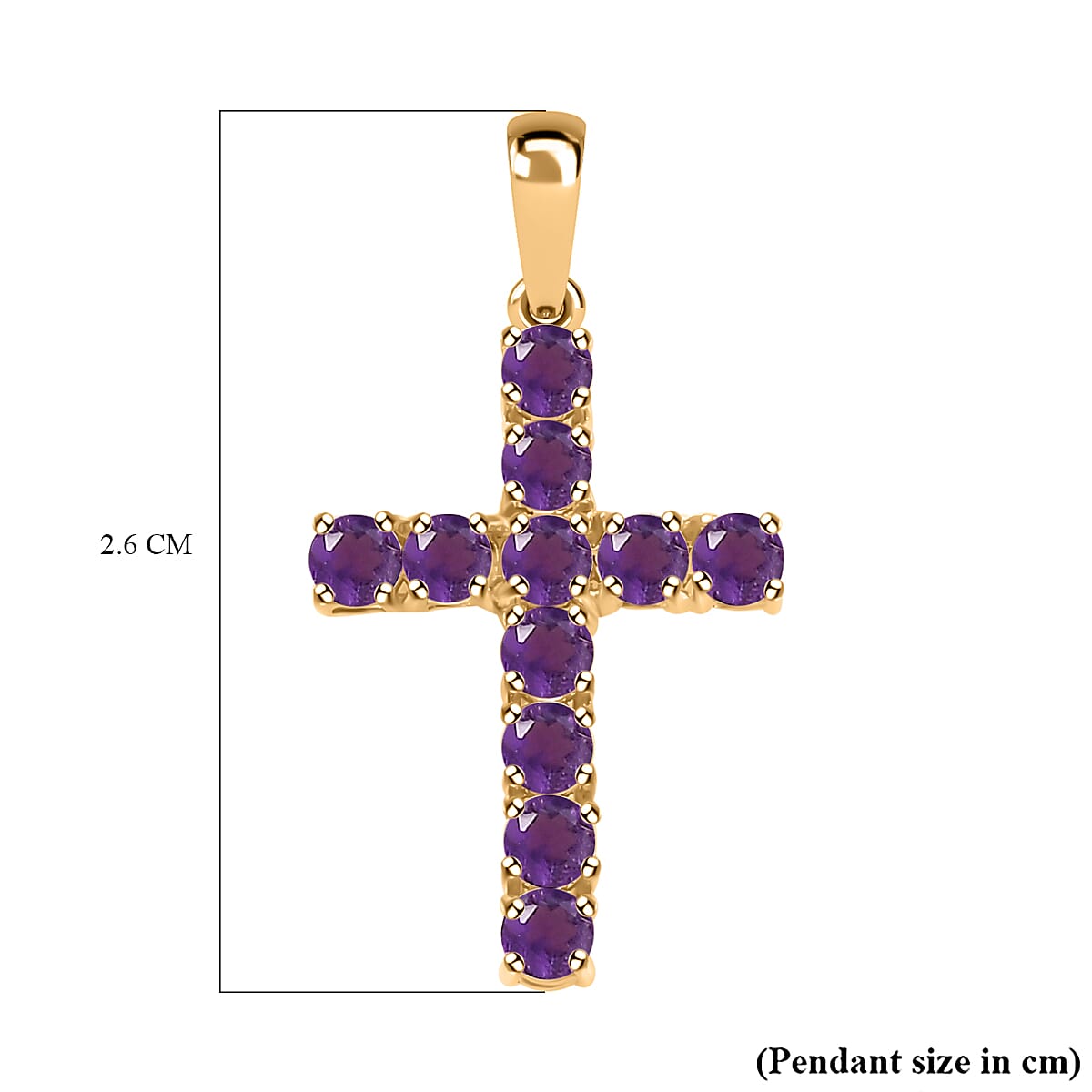 Birthstone Cross Collection - 9K Yellow Gold AA African Amethyst Cross Cross Pendant