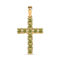 Birthstone Cross Collection - 9K Yellow Gold AA Peridot Cross Pendant