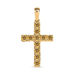 Birthstone Cross Collection - 9K Yellow Gold AA Peridot Cross Pendant