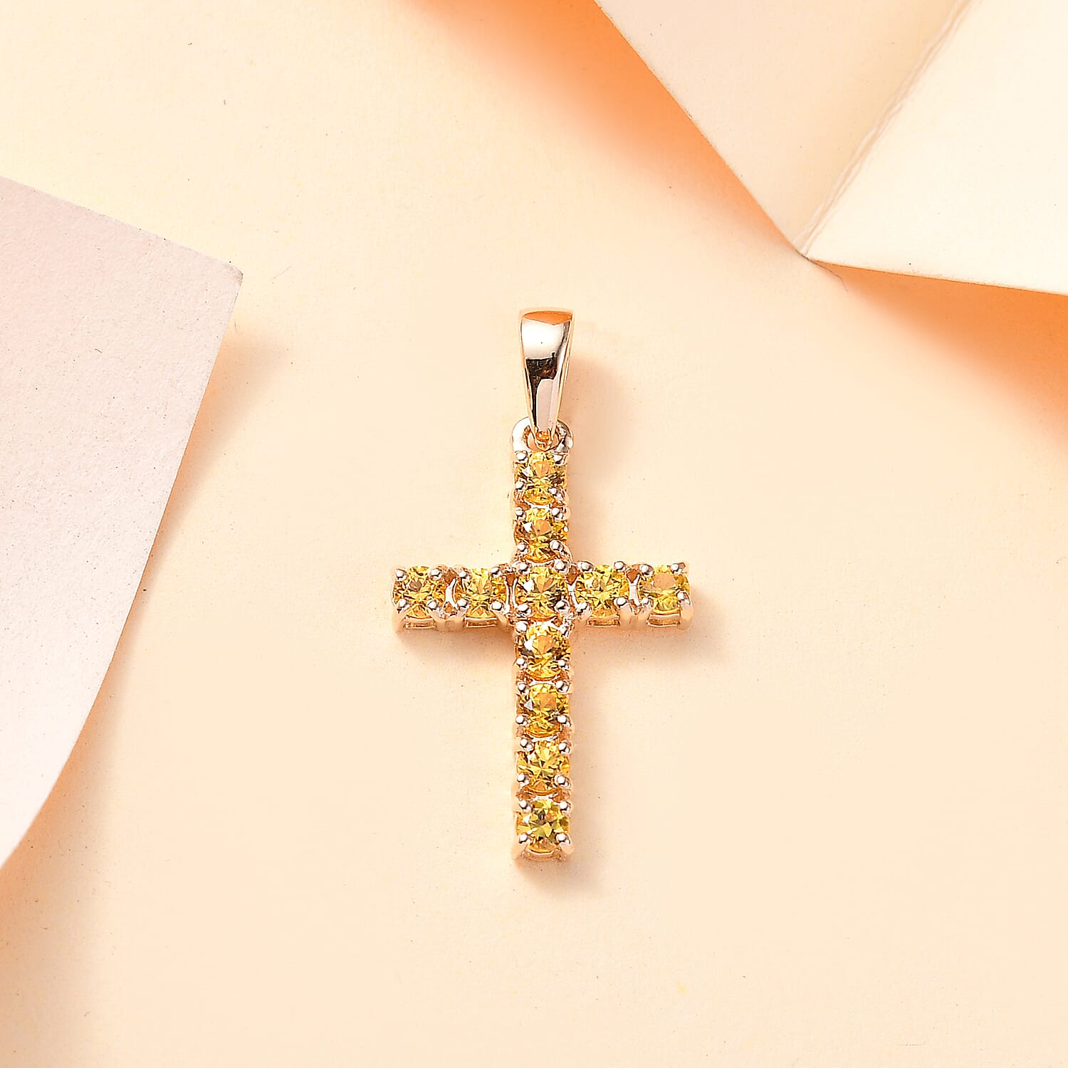 9K Yellow Gold  AA   Yellow Sapphire  Pendant 1.32 ct,  Gold Wt. 0.8 Gms  0.847  Ct.