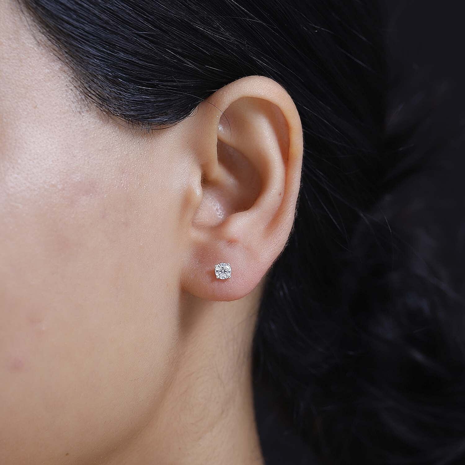Moissanite Solitaire Stud Earrings in Sterling Silver