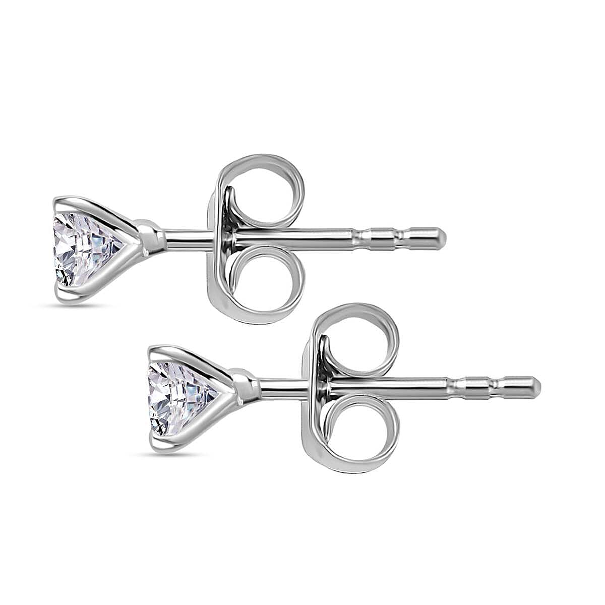 Moissanite Solitaire Stud Earrings in Sterling Silver
