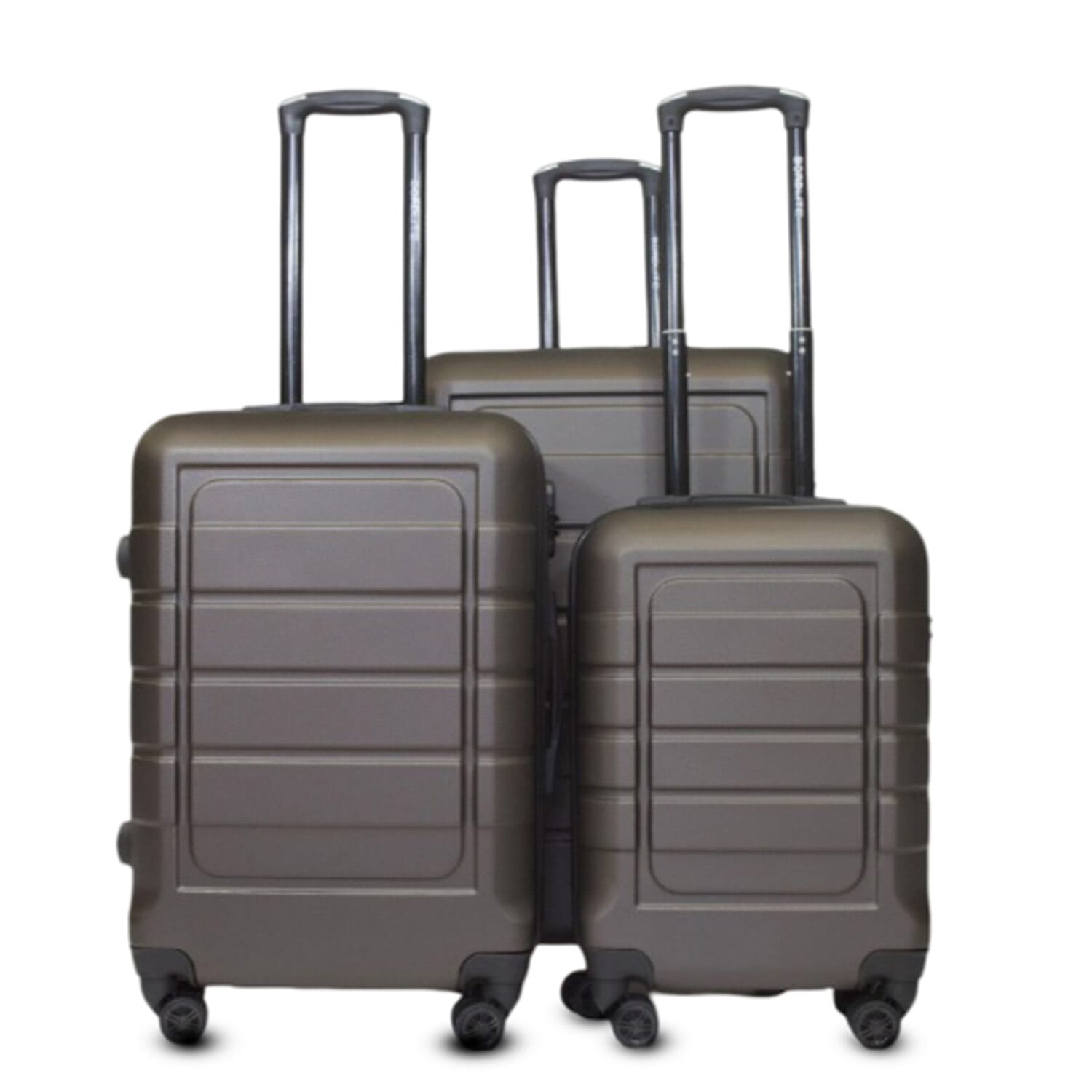 Set of 3 (L-M-CABIN)-Durable Hard Shell 4 Wheel Suitcases with Soft Grip Handles (Size 77x48x29 cm) - Charcoal