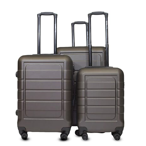 Set of 3(L-M-CABIN)-Durable Hard Shell 4 Wheel Suitcases with Soft Grip Handles with FREE LUGGAGE SCALE (Size 77x48x29 cm) - Charcoal