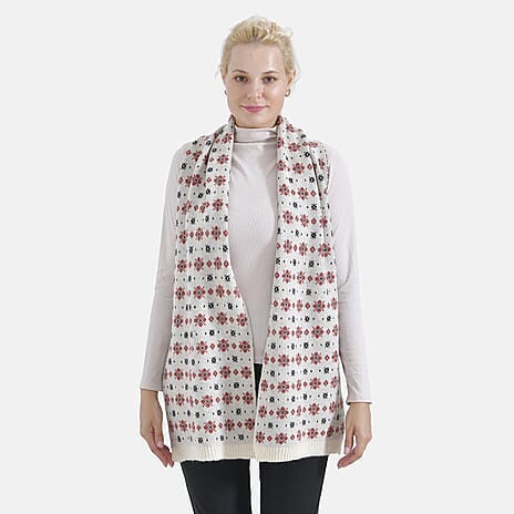 New Arrival - Limited Stock - Christmas Printed Scarf- Christmas Printed Scarf - White