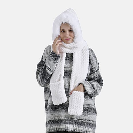 3 in 1 Hooded Scarf - White
