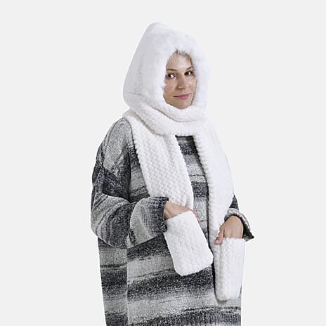 3 in 1 Hooded Scarf - White