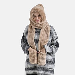 3 in 1 Hooded Scarf - Brown