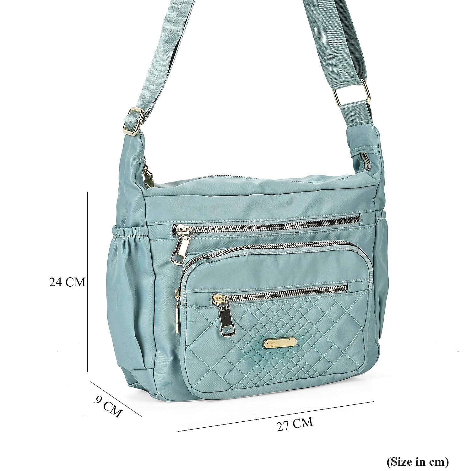 Designer Closeout -Quilted Crossbody Bag with Adjustable Strap- Green Designer Closeout -Quilted Crossbody Bag with Adjustable Strap- Green