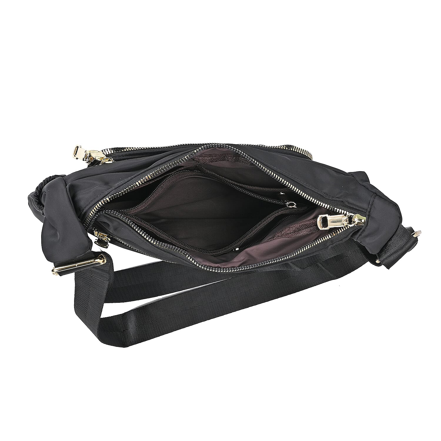 Designer Closeout -Quilted Crossbody Bag with Adjustable Strap- Black