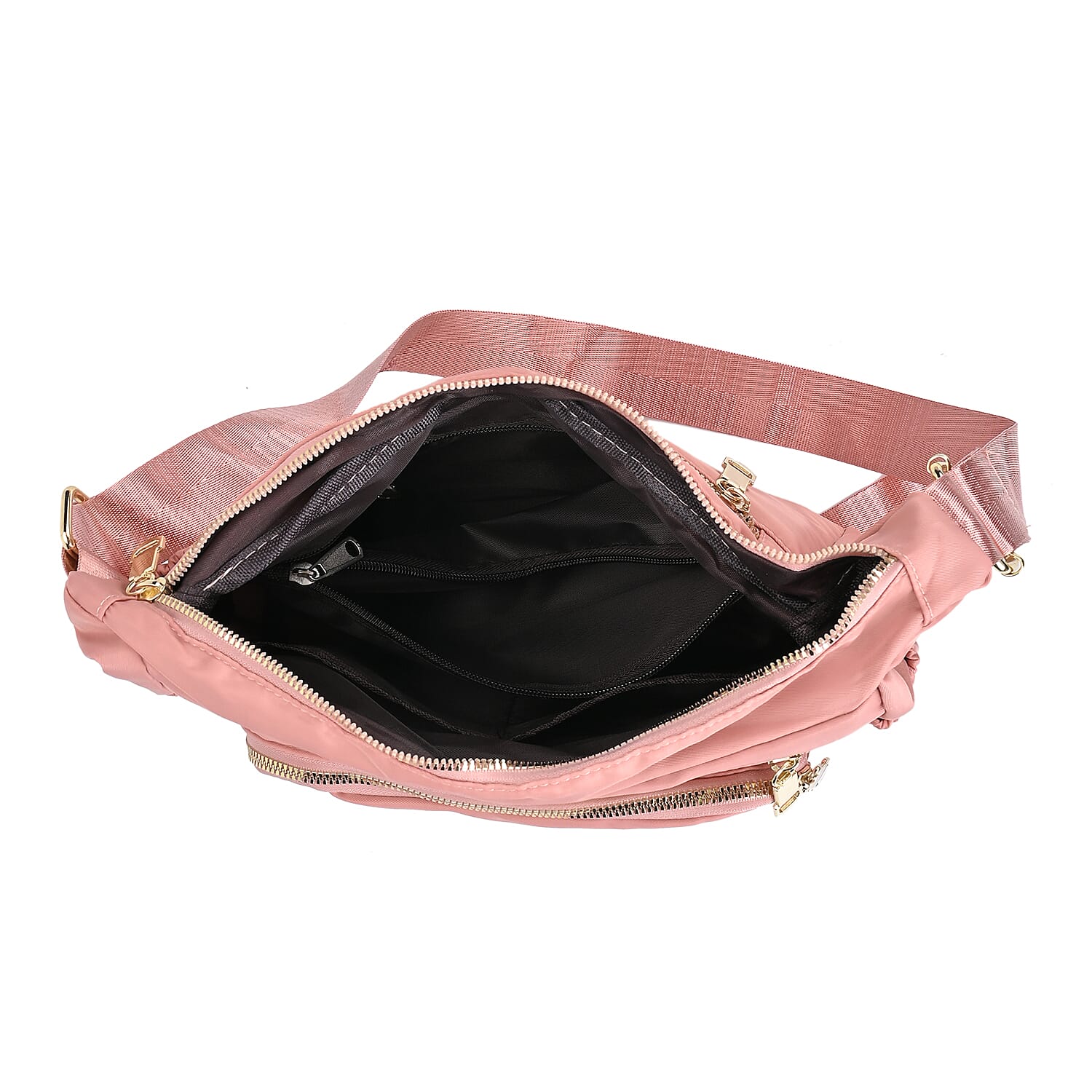 Designer Closeout -Quilted Crossbody Bag with Adjustable Strap- Pink