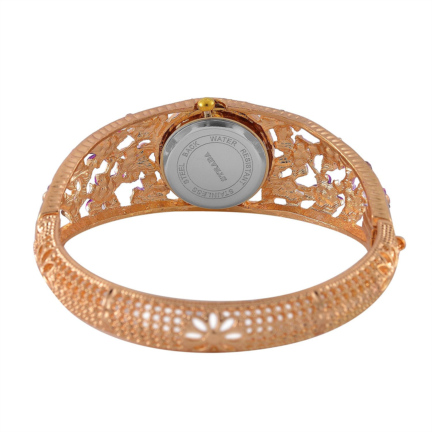 Strada Austrian Crystal Enamelled Bangle Watch - Purple