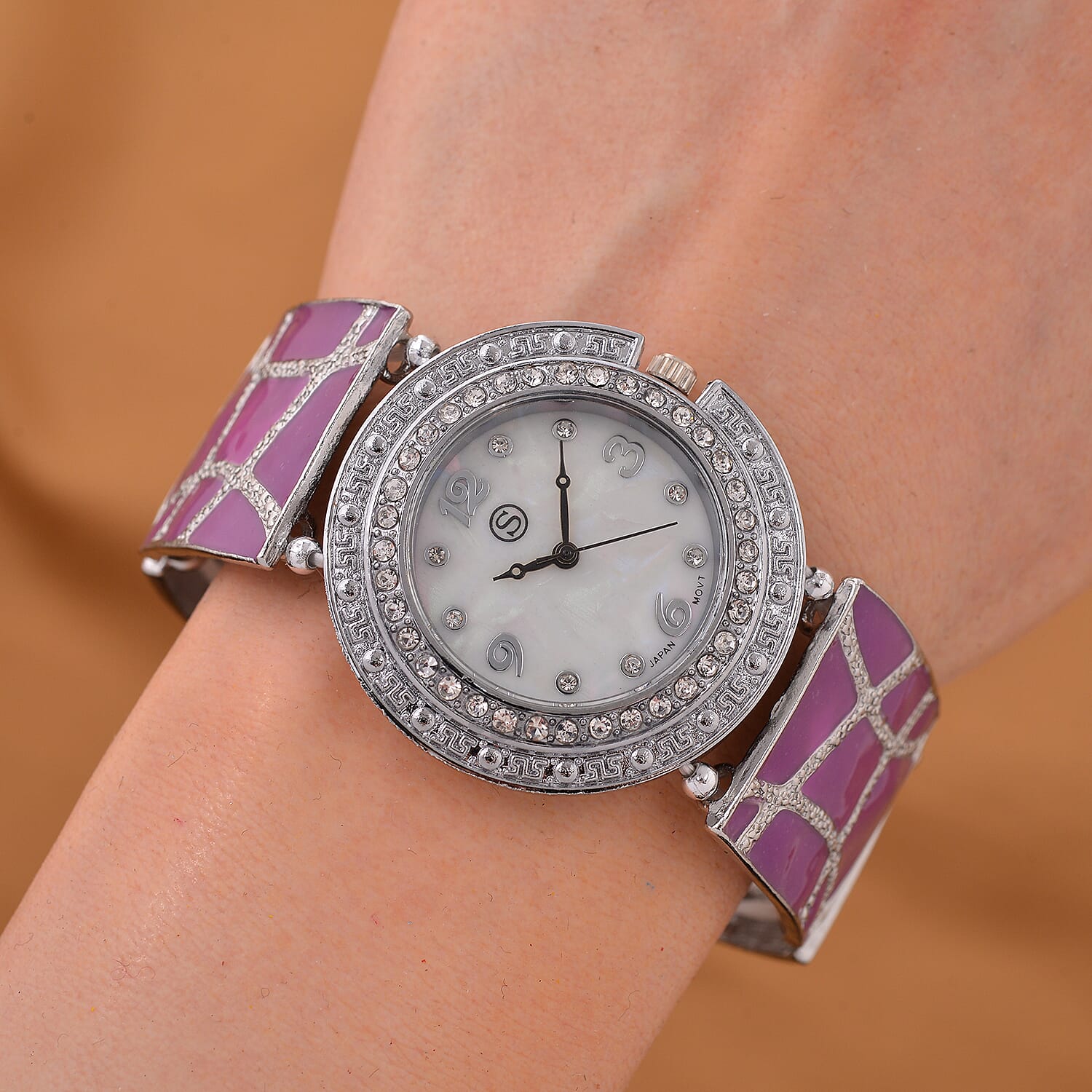 STRADA White Crystal Watch - Purple