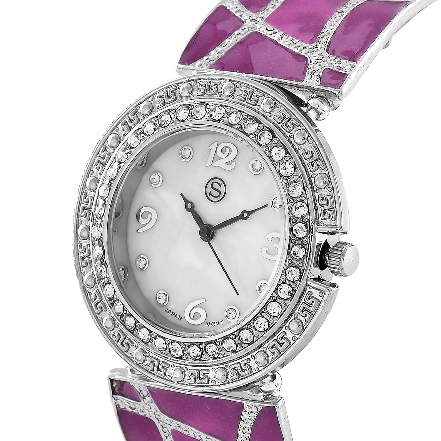 STRADA White Crystal Watch - Purple