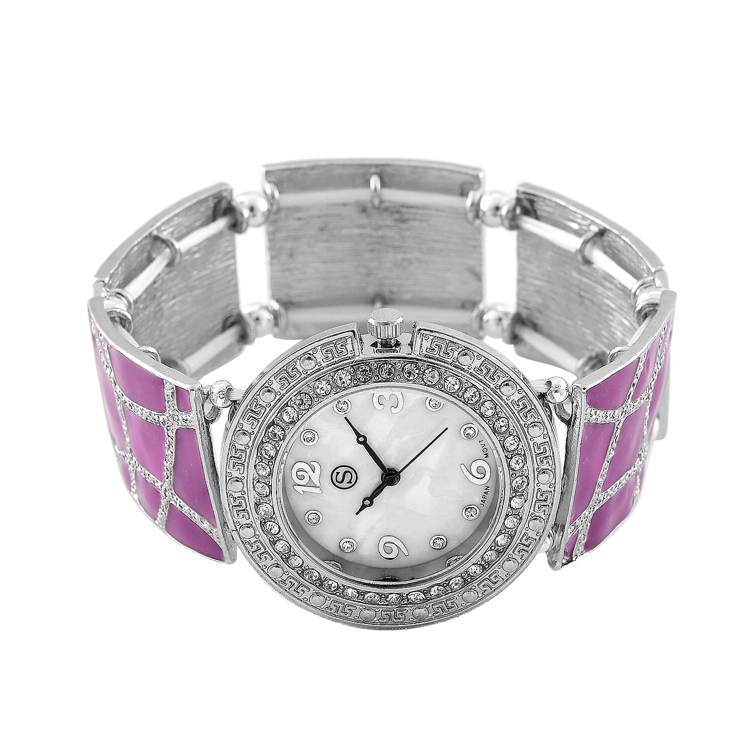STRADA White Crystal Watch - Purple