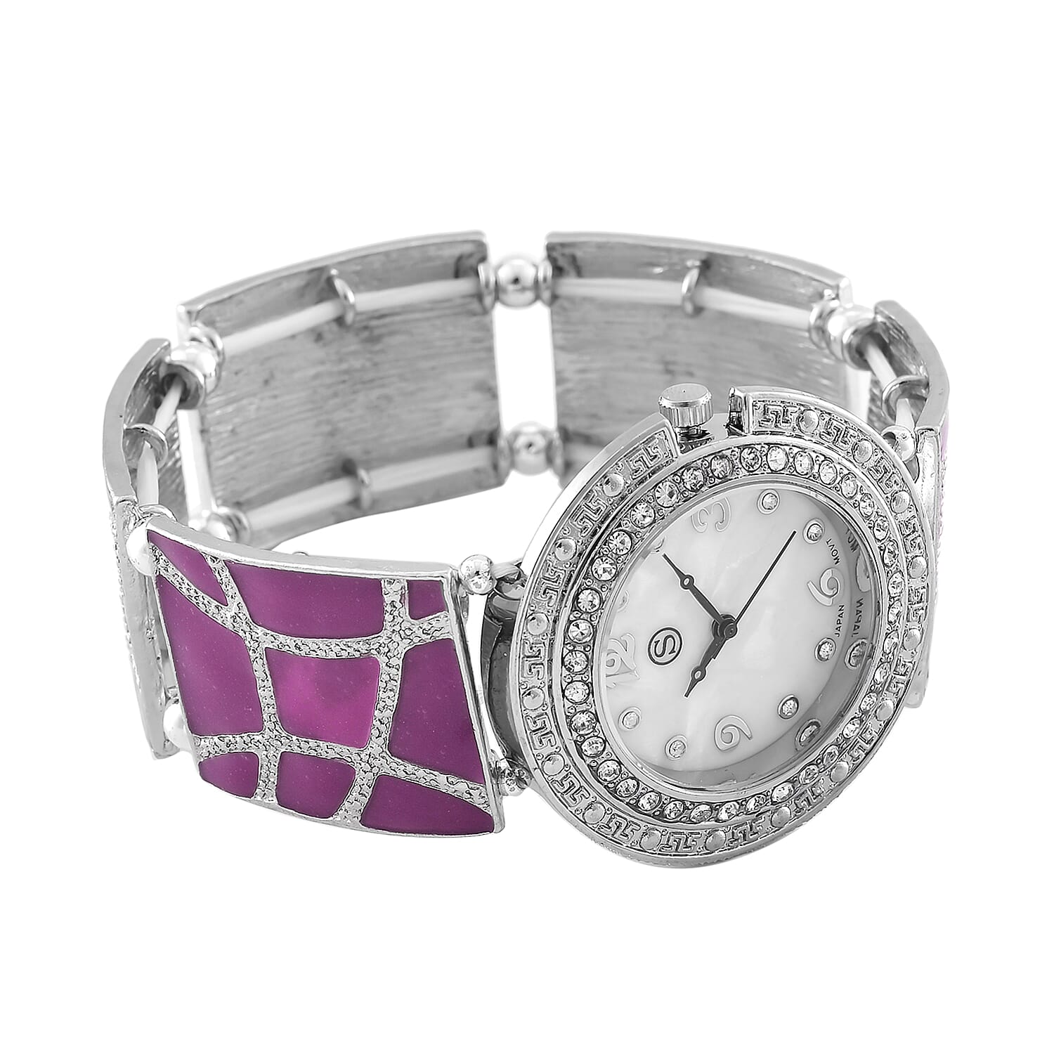 STRADA White Crystal Watch - Purple