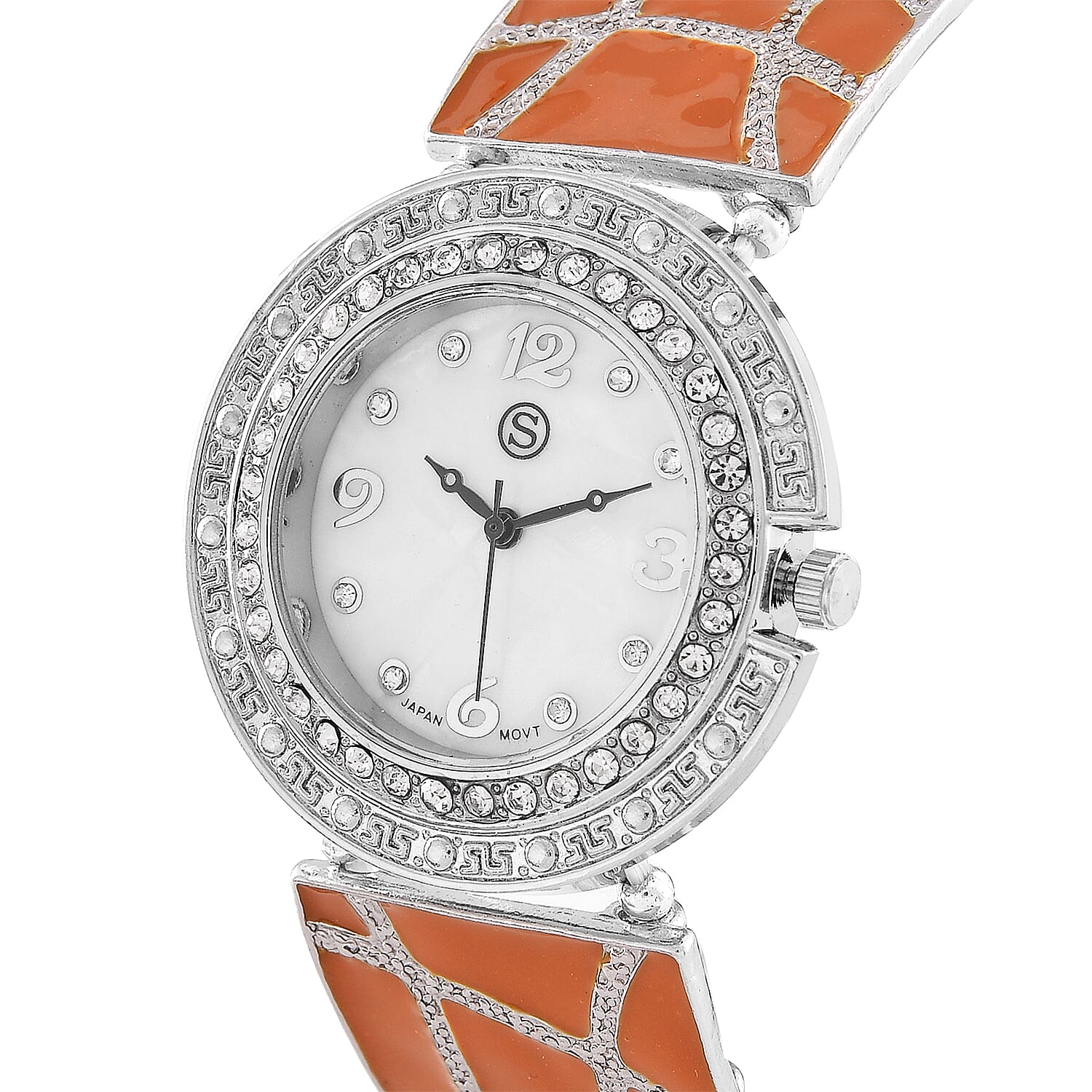 STRADA White Crystal Watch - Orange