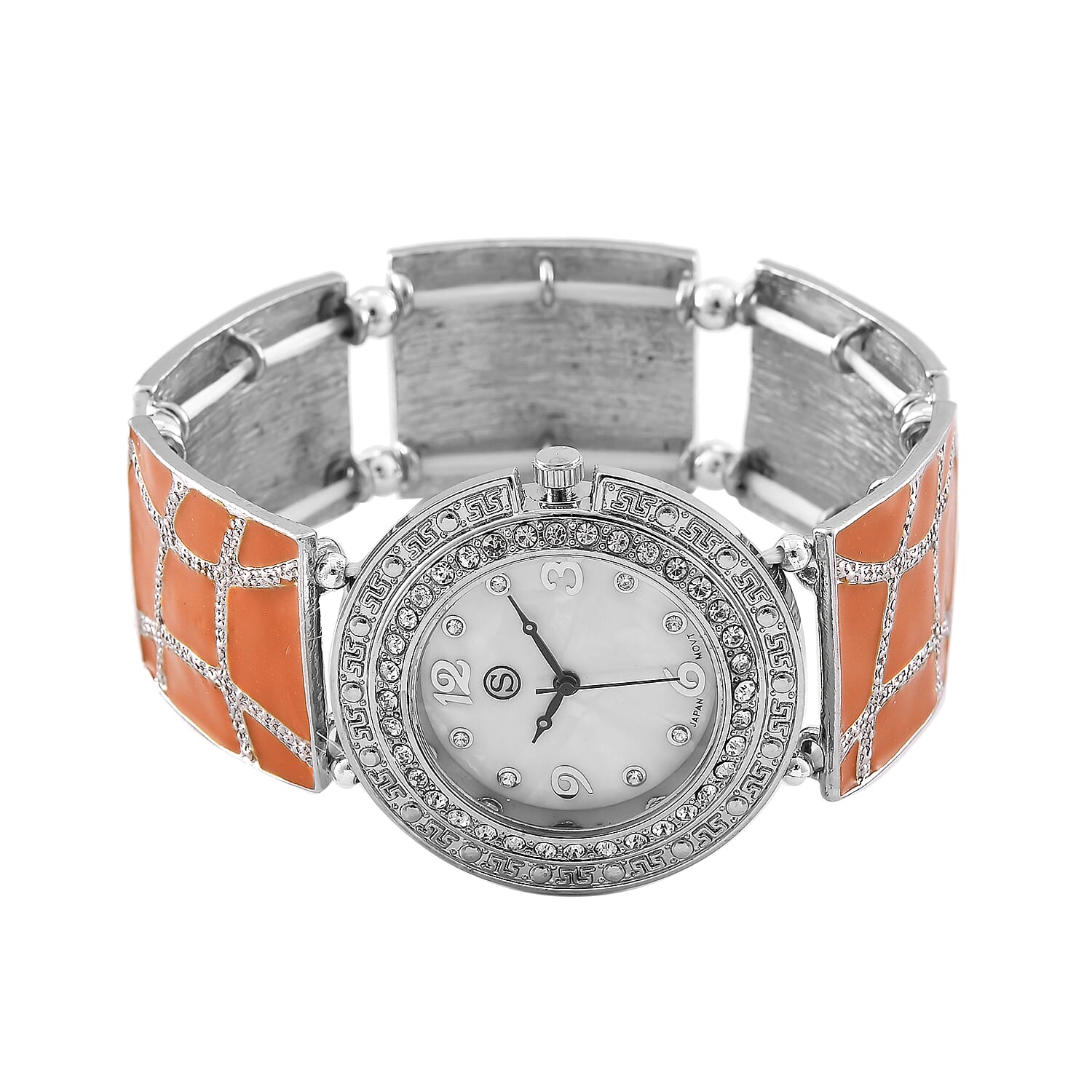 STRADA White Crystal Watch - Orange