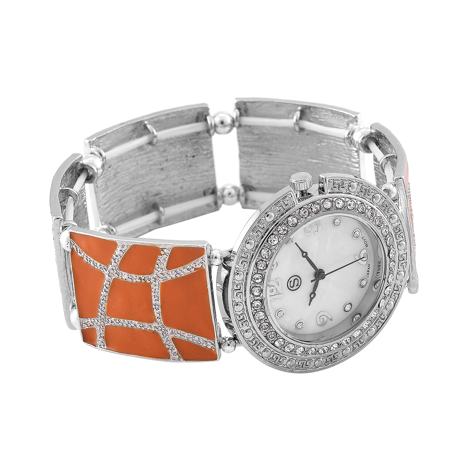 STRADA White Crystal Watch - Orange