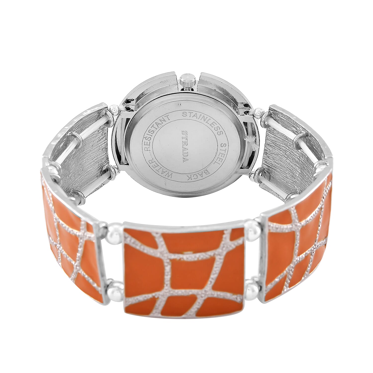 STRADA White Crystal Watch - Orange
