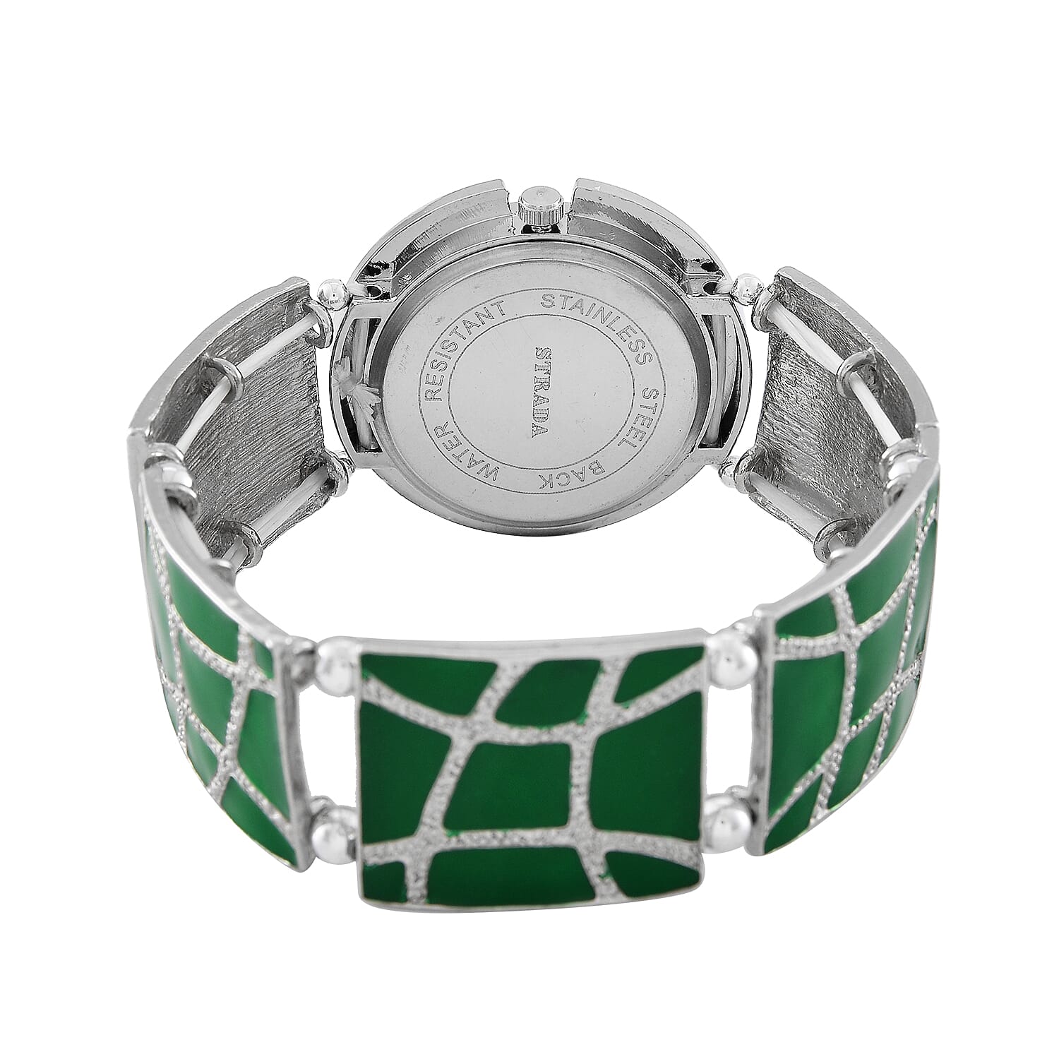 STRADA White Crystal Watch - Green