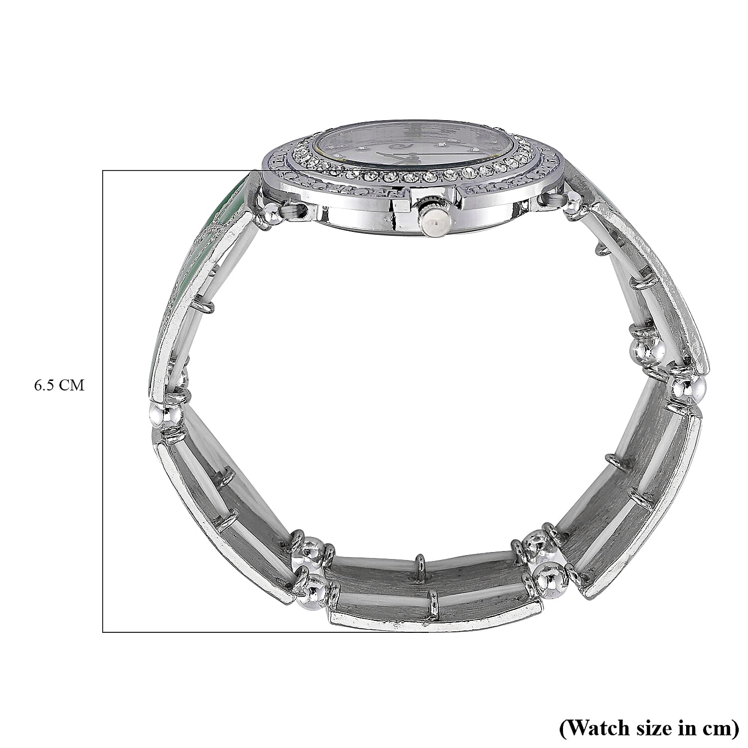 STRADA White Crystal Watch - Green