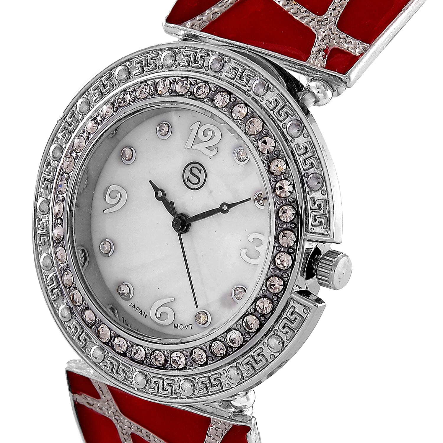 STRADA White Crystal Watch - Red