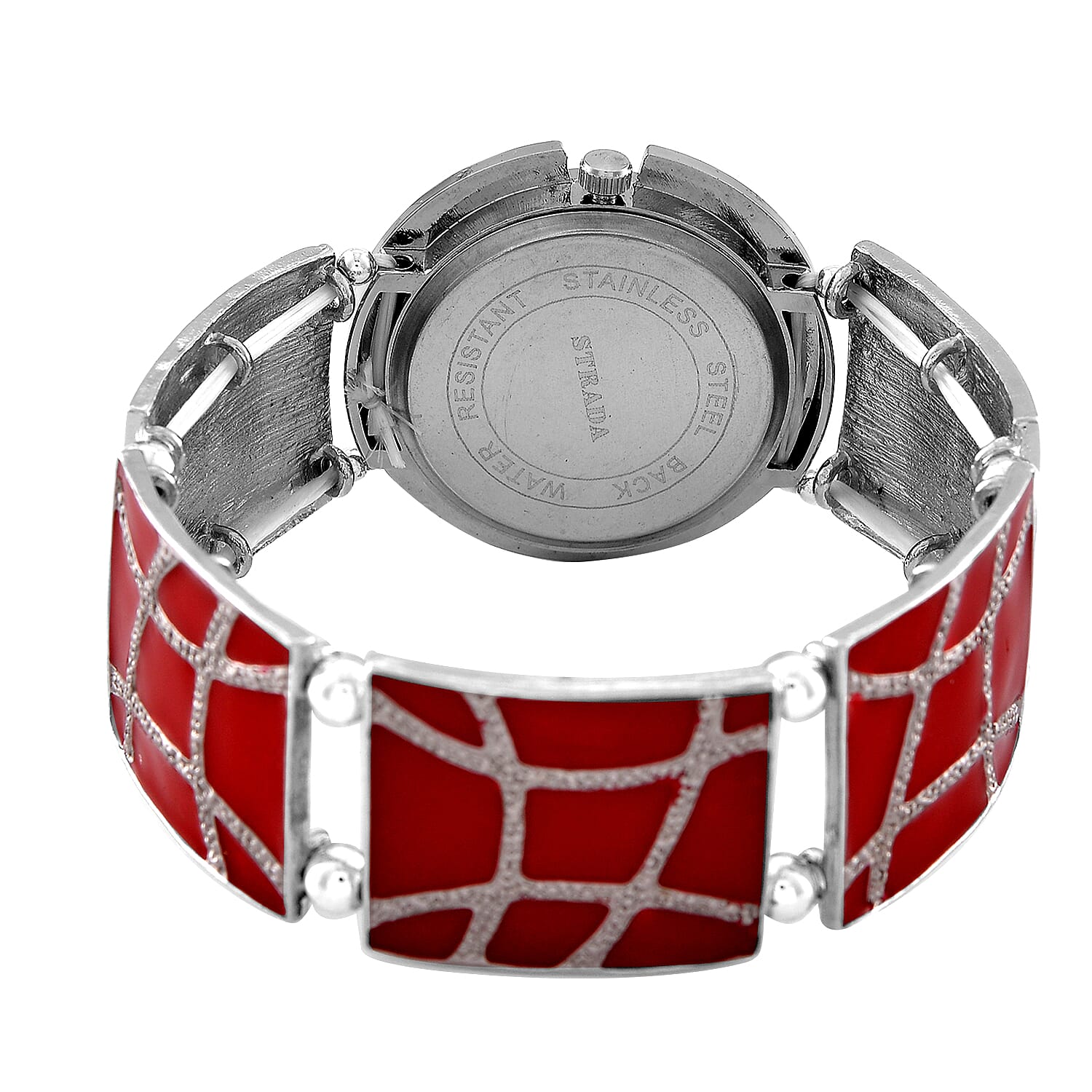 STRADA White Crystal Watch - Red