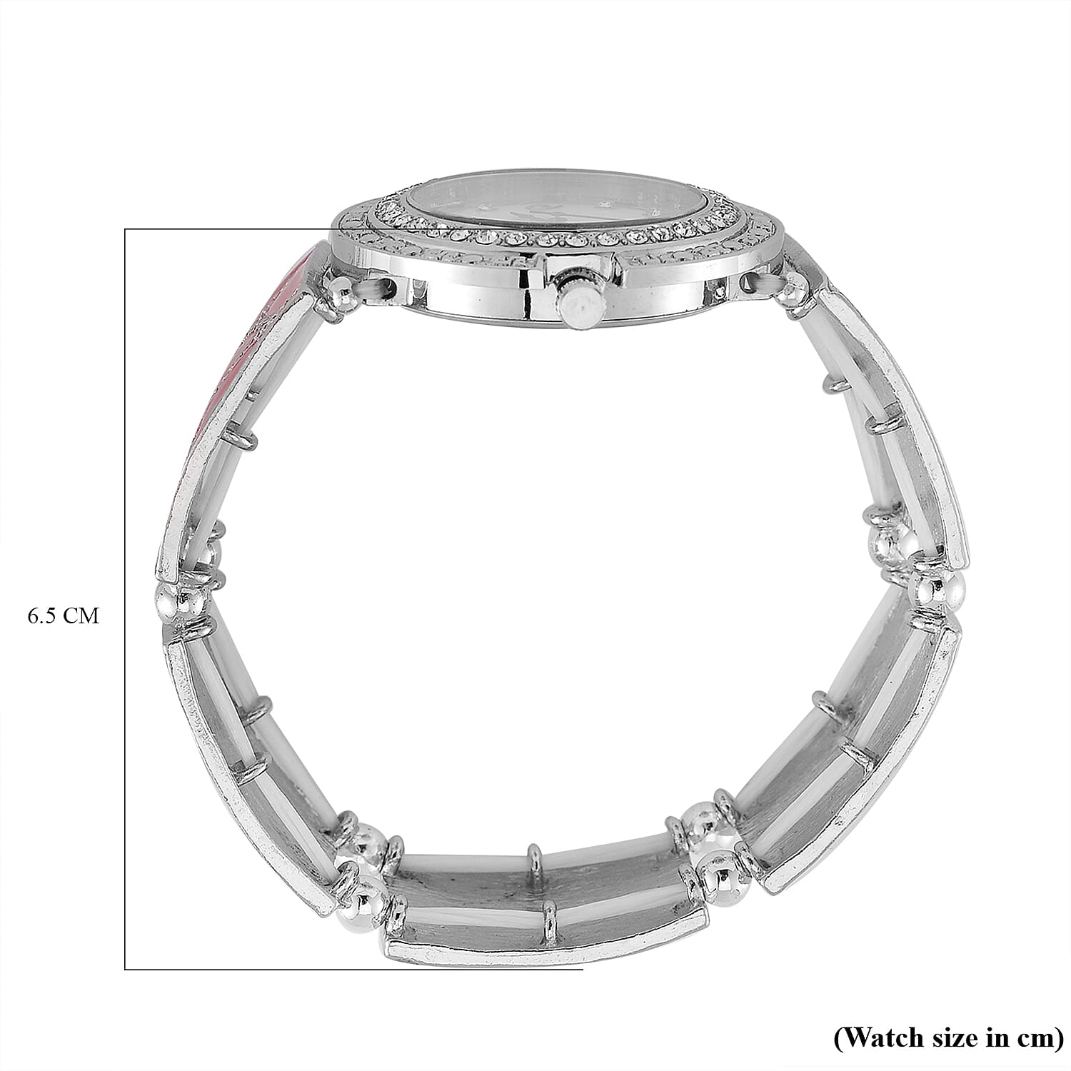 STRADA White Crystal Watch - Red