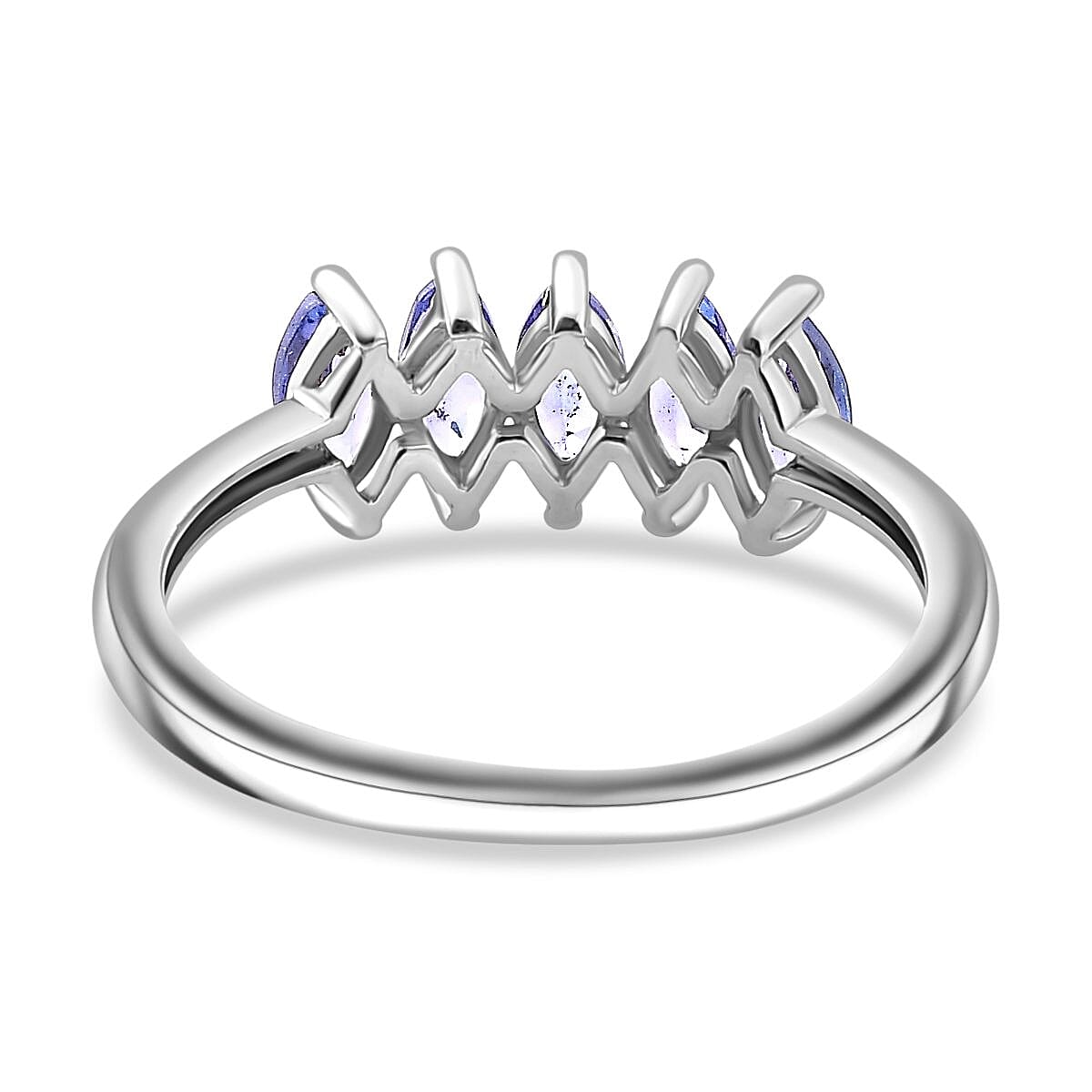 5 Stone Tanzanite Ring in Rhodium Overlay Sterling Silver