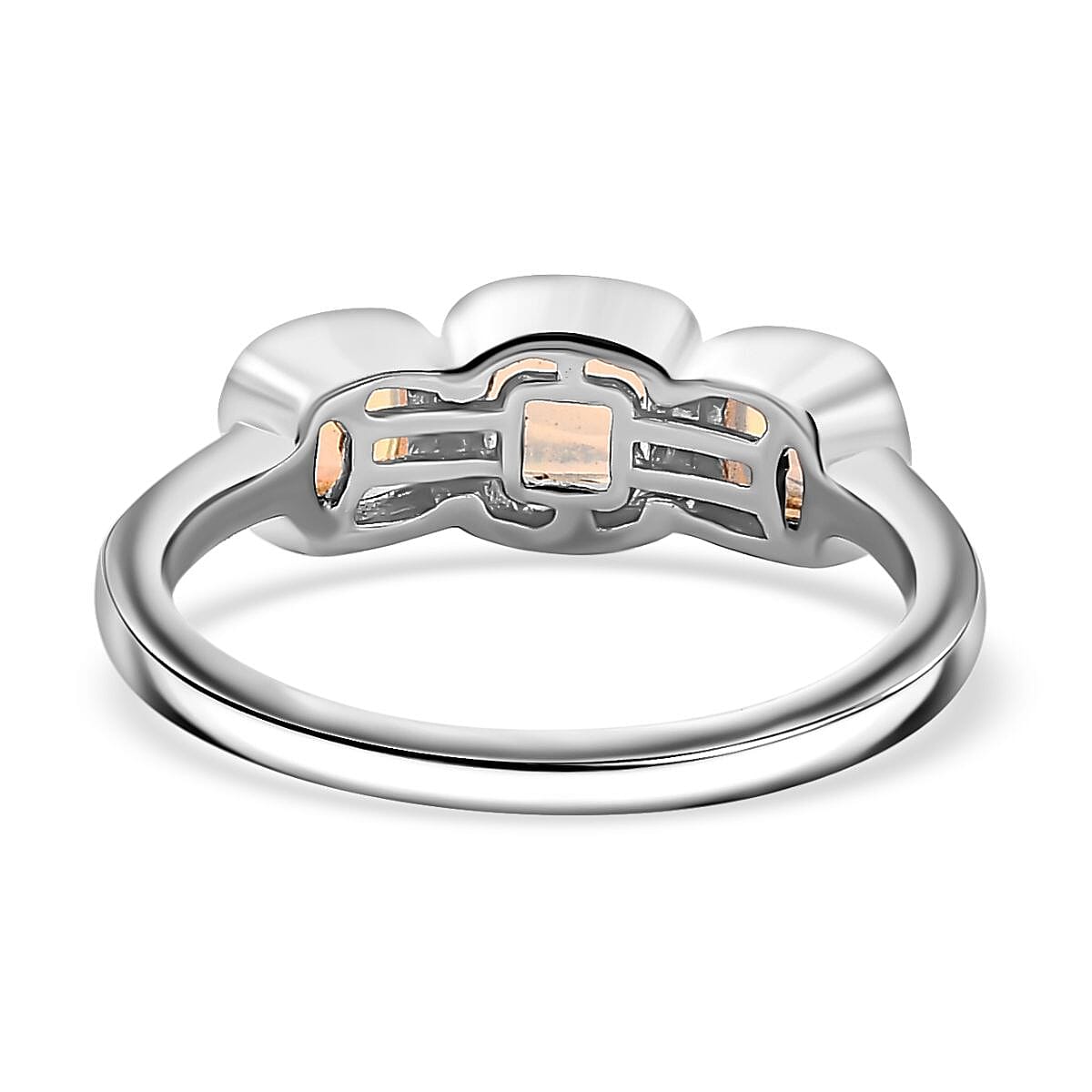 Ethiopian Opal 3 Stone Ring in Rhodium Overlay Sterling Silver