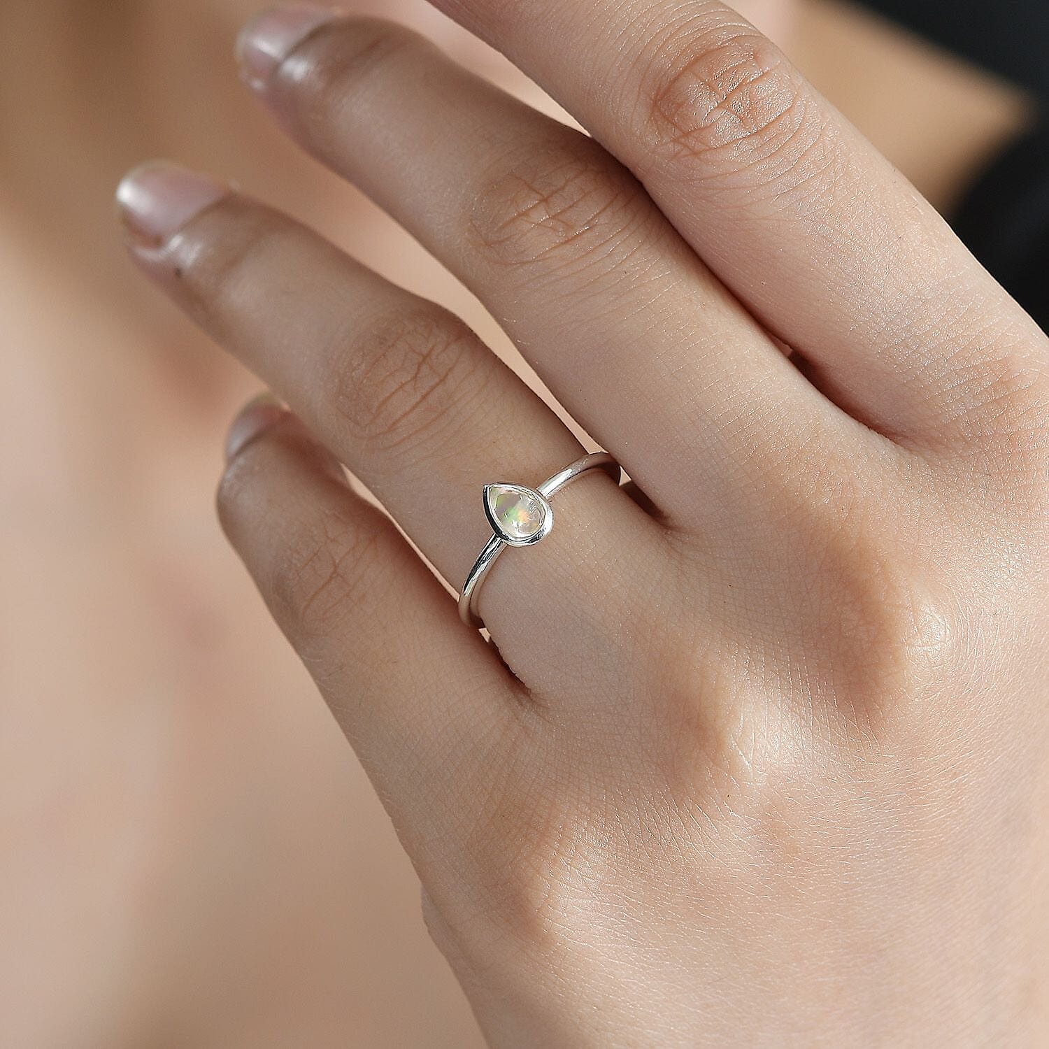 10x7 Ethiopian Opal Ring, Vintage Ring, Gold Plated Silver Ring, Stacking Ring, Dainty store Ring, Delicate Ring, Gorgeous Lady Ring, Love Ring