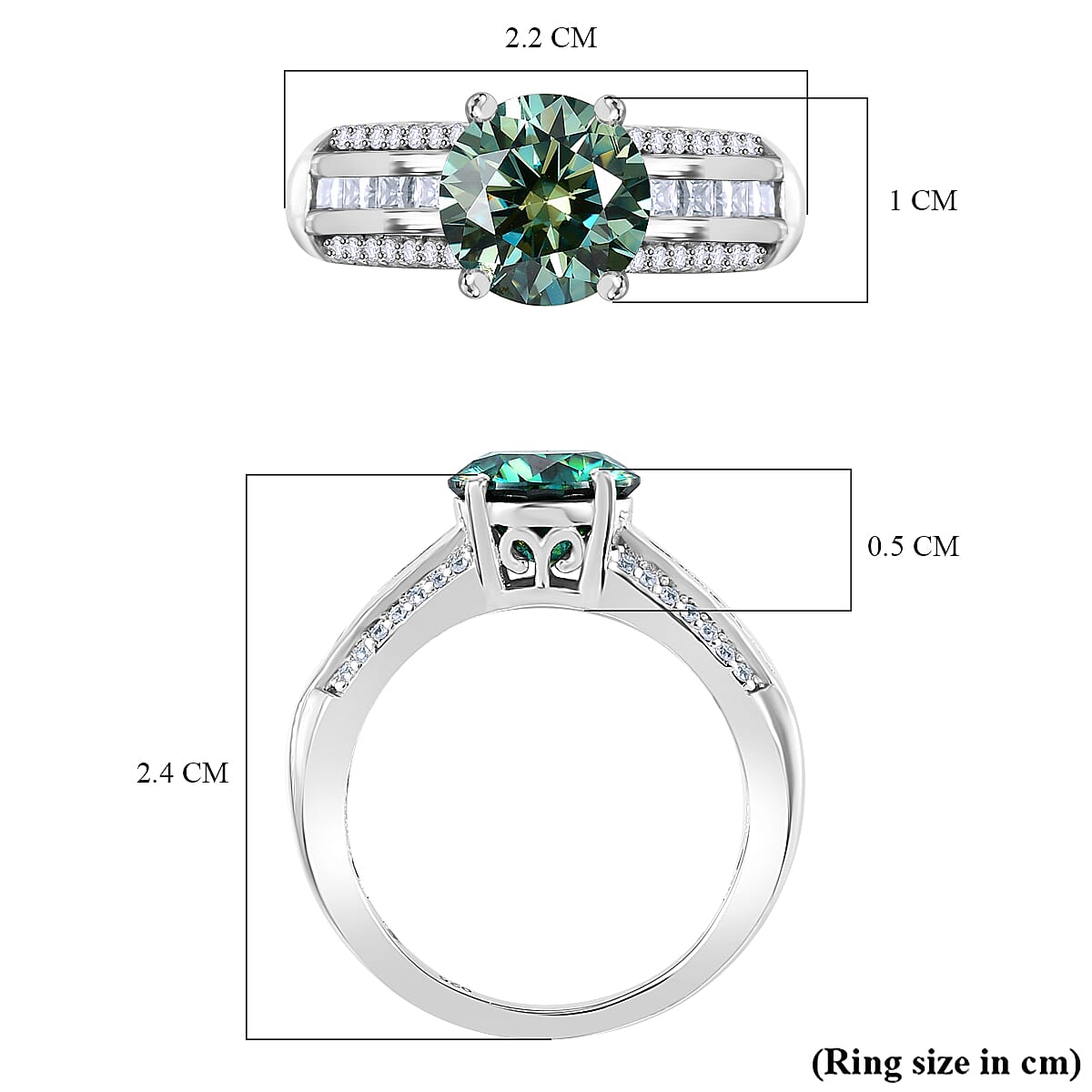 Rare Find - Paraiba Moissanite Ring in Rhodium Ovelay Sterling Silver 2.38 Ct.