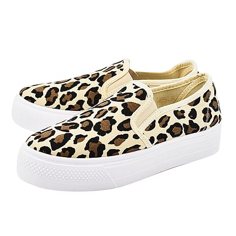 Spot On Ladies Platform Canvas Pumps (Size 5) - Animal