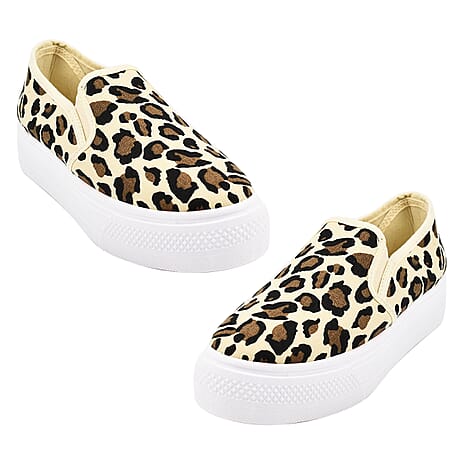 Spot On Ladies Platform Canvas Pumps (Size 5) - Animal