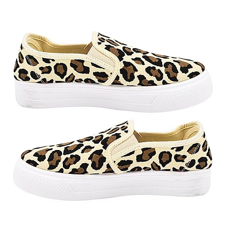 Spot On Ladies Platform Canvas Pumps (Size 5) - Animal