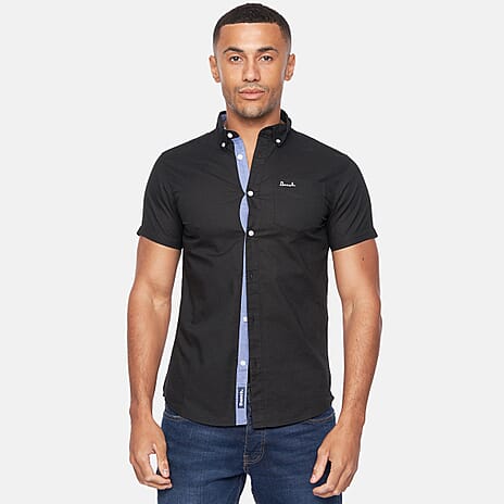 Bench 100% Cotton BOWDON Short Sleeve Mens Shirt (Size XL) - Black