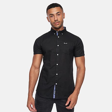 Bench 100% Cotton BOWDON Short Sleeve Mens Shirt (Size XL) - Black