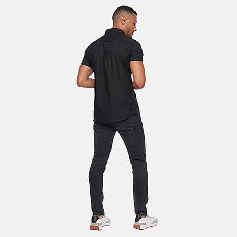 Bench 100% Cotton BOWDON Short Sleeve Mens Shirt (Size XL) - Black
