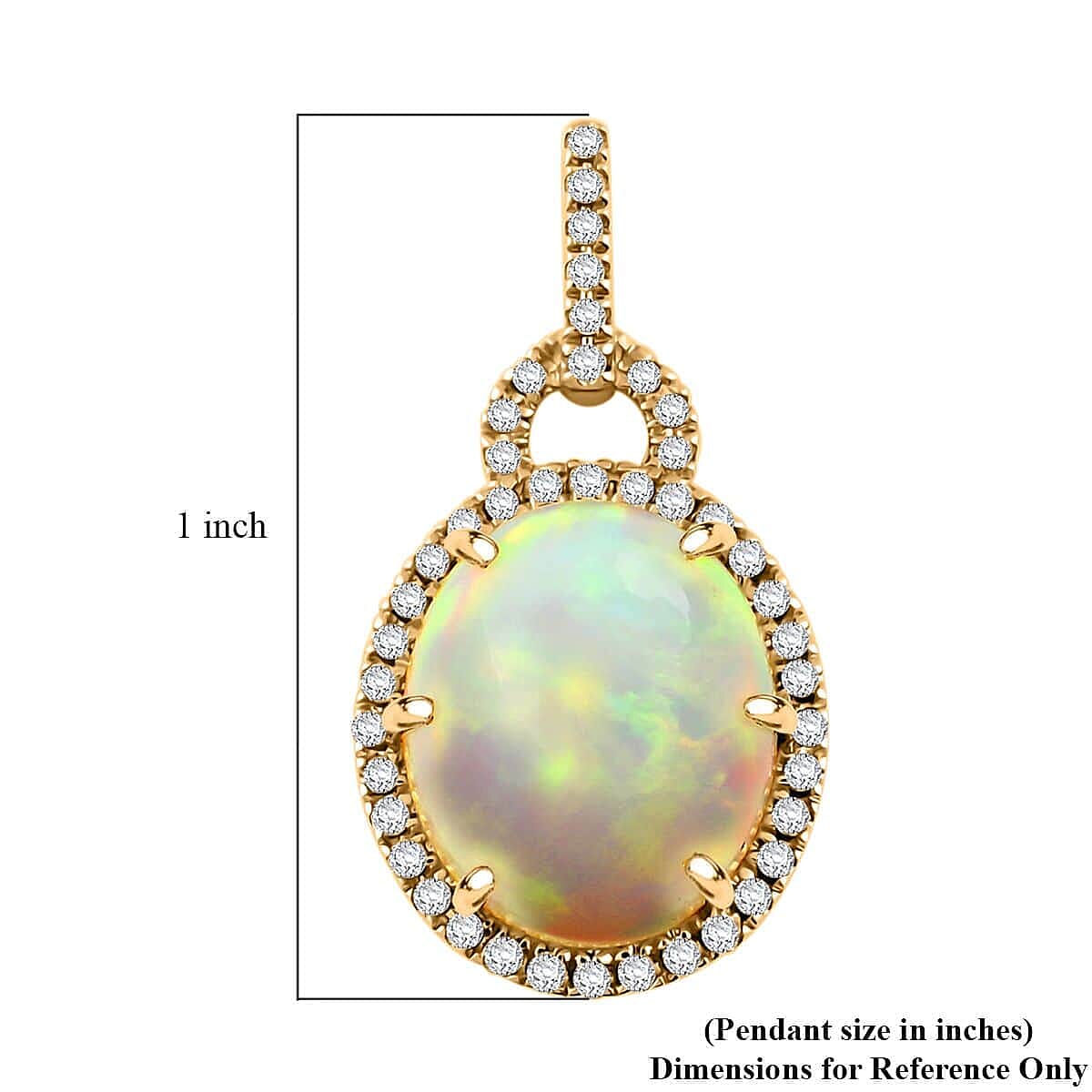LUXORO 9K Yellow Gold AGI Certified AAA Ethiopian Opal & White Diamond (I2-GH) Pendant 3.60 Ct. LUXORO 9K Yellow Gold AGI Certified AAA Ethiopian Opal & White Diamond (I2-GH) Pendant 3.60 Ct.