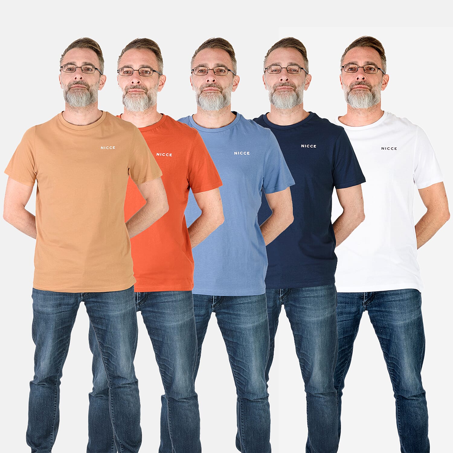 Set of 5 NICCE 100% Cotton Tee - Orange (Size M)