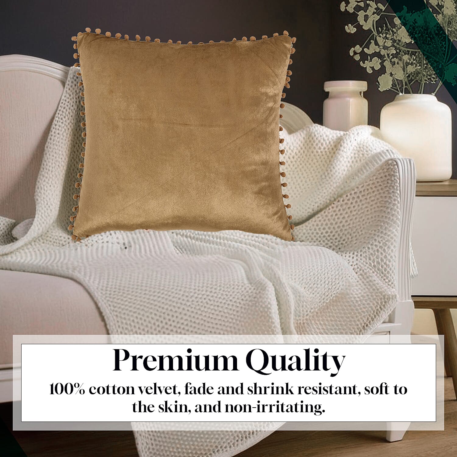 Solid Cushion Cover (Size 45x1 cm) - Beige