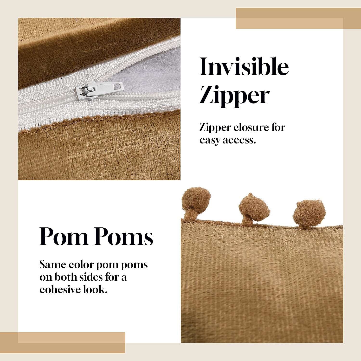 Solid Cushion Cover (Size 45x1 cm) - Beige