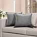 Set of 2 Solid Velvet Cushion Covers with Pom Poms